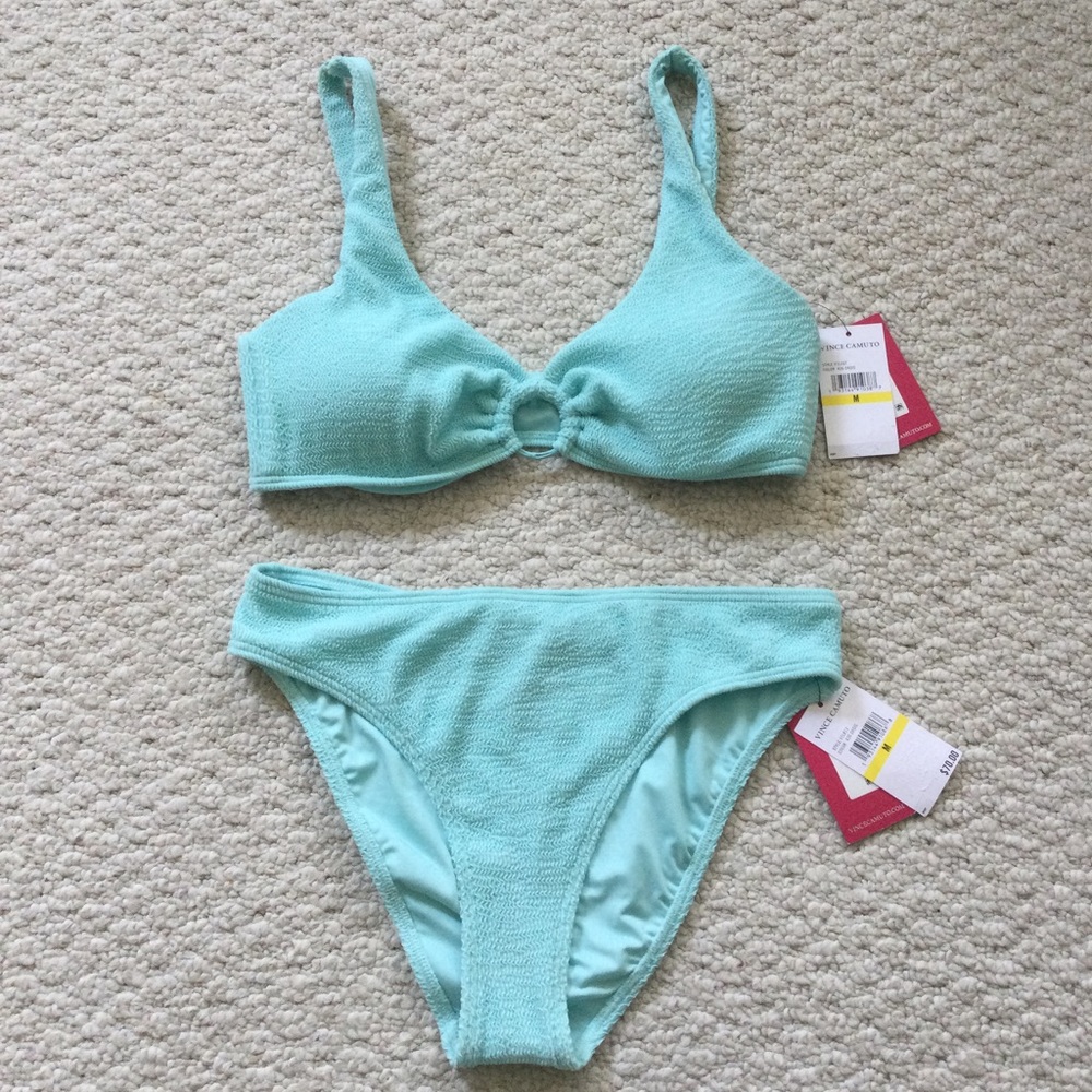 Vince Camuto Textured Ring-Front Bikini Set